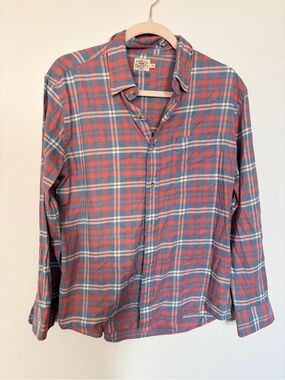 Faherty Red and Blue Plaid Long-Sleeve Button-Down Shirt